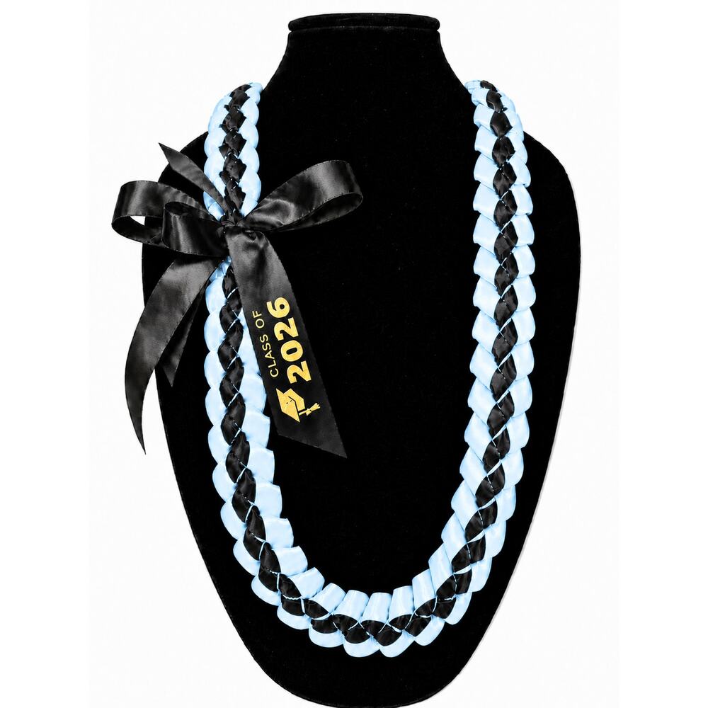 Light Blue and Black  Graduation Lei Class of 2026